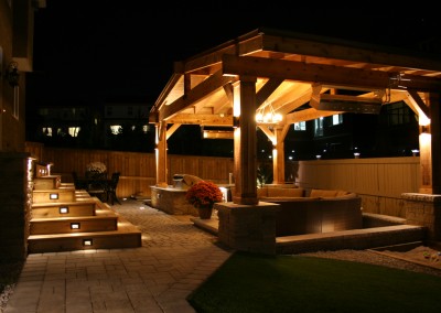 covered patio at night
